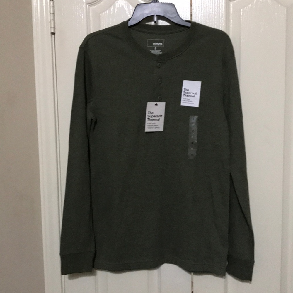 Sonoma Thermal Henley Shirt Olive Green Men’s S